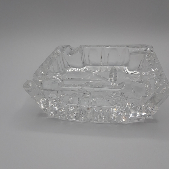 Lead Crystal 1960's Ashtray By Irena Poland 5 inches square Beautiful Cut Design - Picture 5 of 5